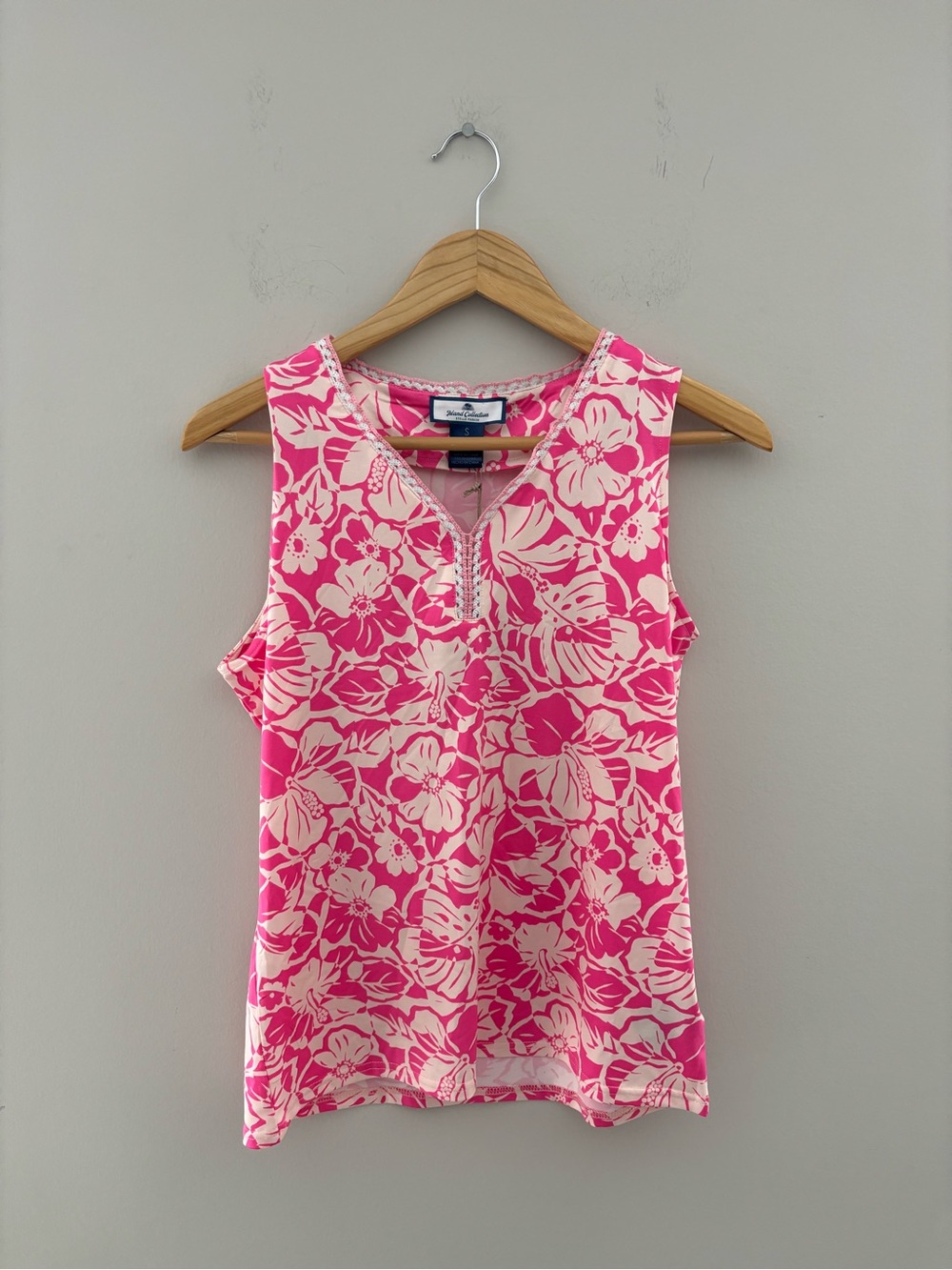 NWT Island Collection Stella Parker Pink Tropical Floral Tank Top UPF Size Small